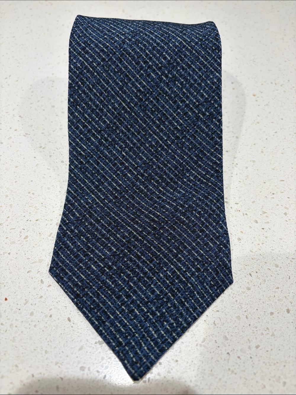 Armani Collezioni Navy Blue Textured Diagonal Weave Silk Tie
